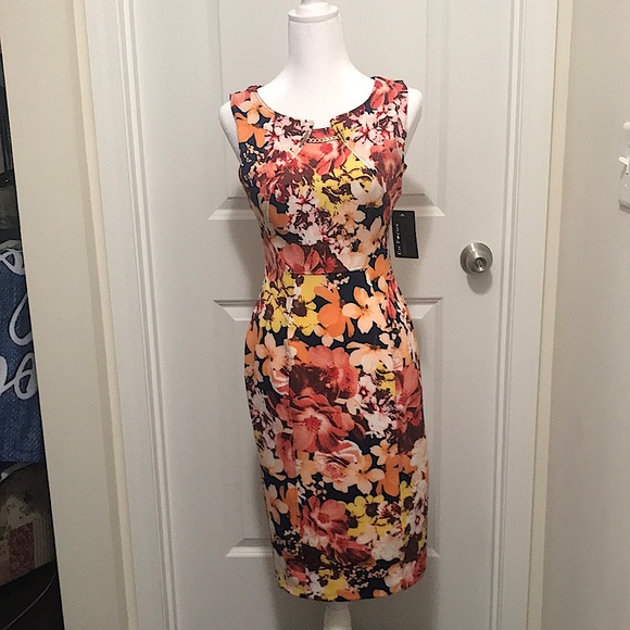 En Focus Studio - Navy Blue Multi-Colored Dress. - Picture 1 of 6